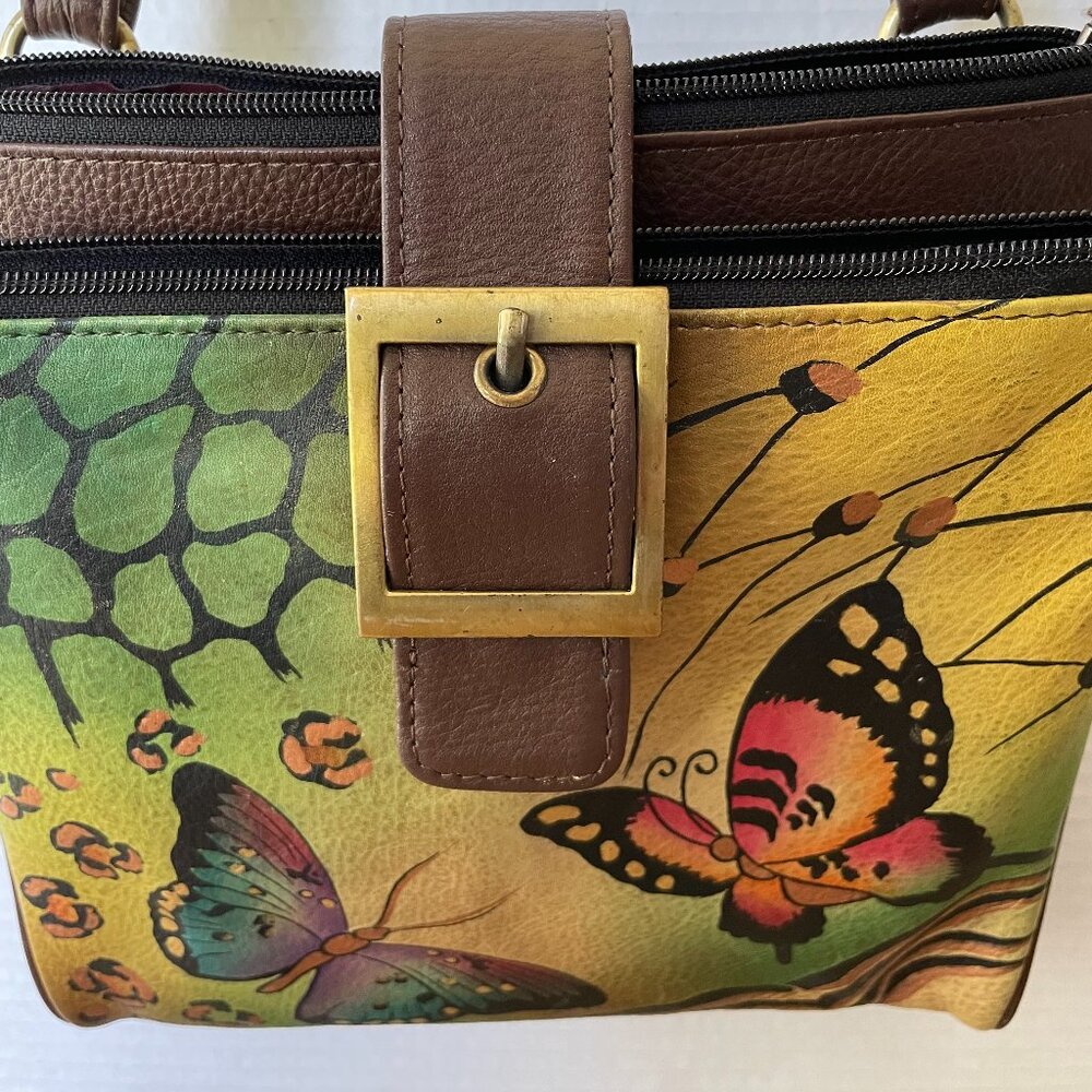 Anuschka Hand painted Leather Crossbody Bag
